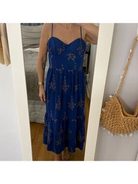 Betsey Johnson Royal Blue Floral Spaghetti-Strap Maxi Dress